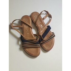 Italian Shoemakers Women's Sandal Size 9 Strappy Sling back Brown Blue